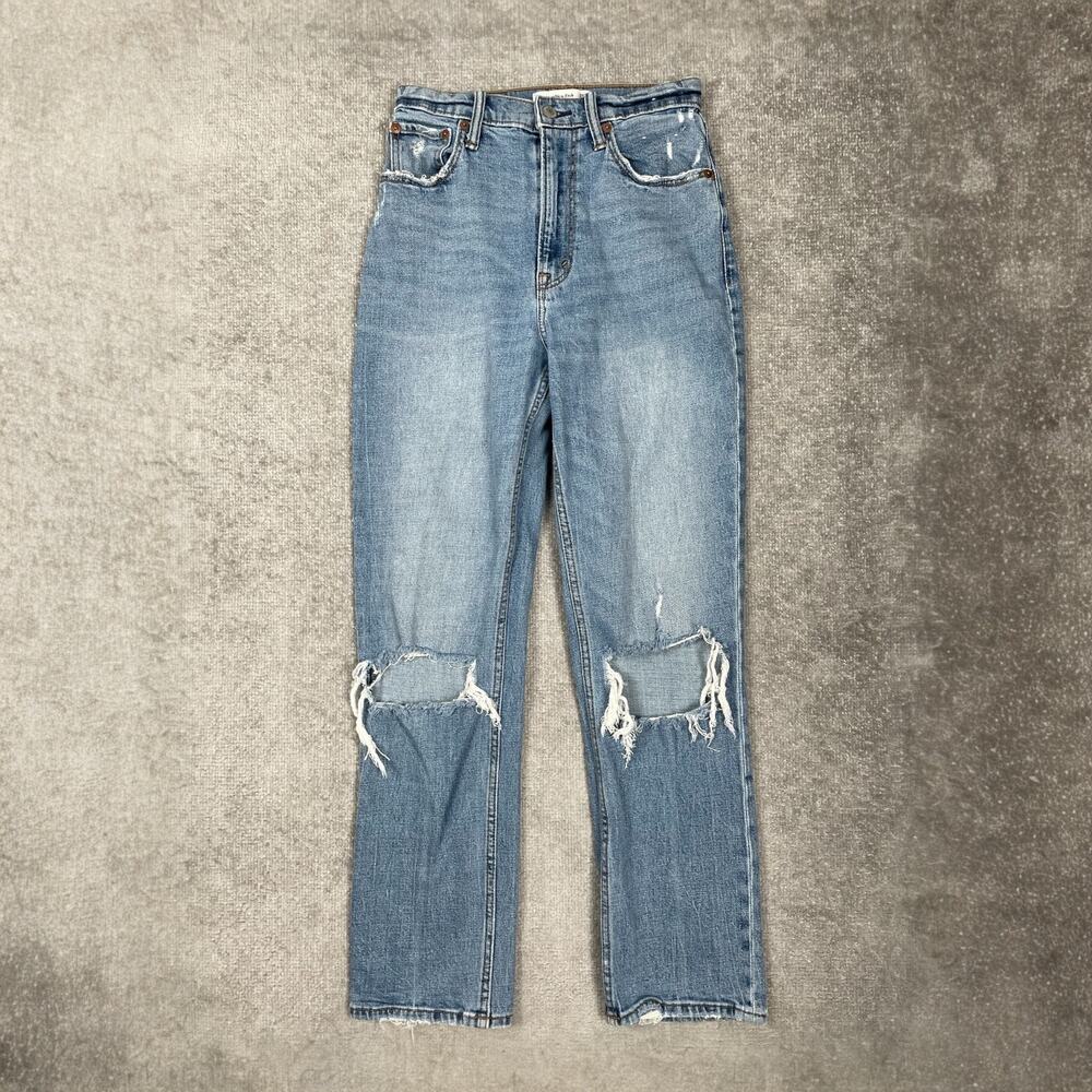 Abercrombie Curve Love Ankle Straight Ultra High Rise Jeans Light Wash 25 0L